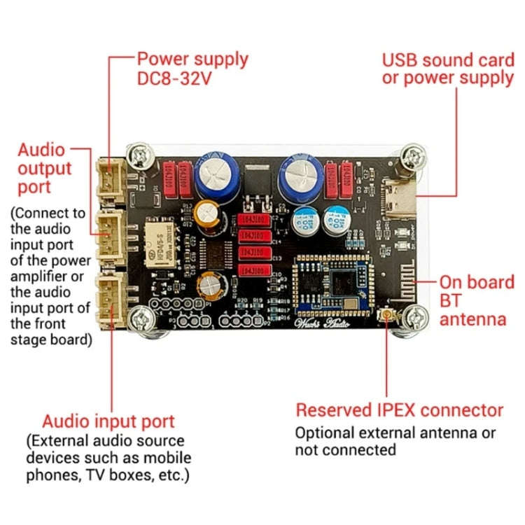QCC3034 Bluetooth Lossless Decoder Board APTX Amplifier Wireless Receiver