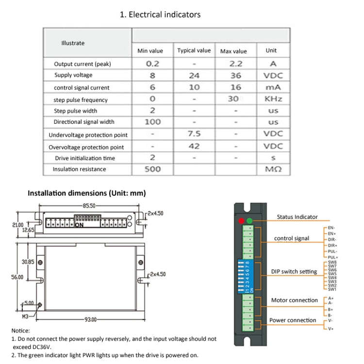 HANPOSE HPD332 2.2A 8-36V Stepper Motor Driver For 20 28 35 42 Motor
