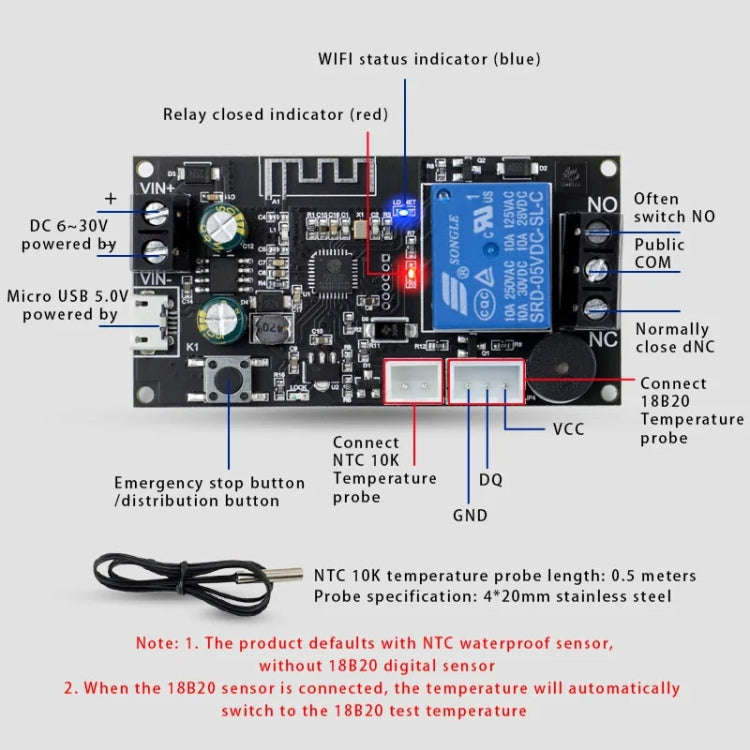 WIFI Wireless Cell Phone Remote Thermostat Control Switch Module, Model: No Display