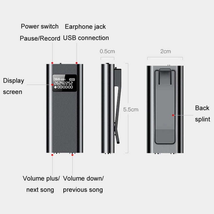 Q25 Intelligent Voice Recorder With Screen HD Noise Canceling Back Clip Voice Reporter, Size: 4GB...