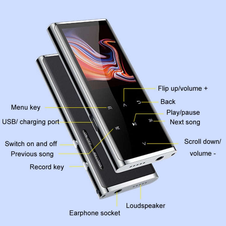 M27 1.8 Inch Bluetooth MP3/MP4 Music Player E-Book Recorder, Size: 4GB(Black)