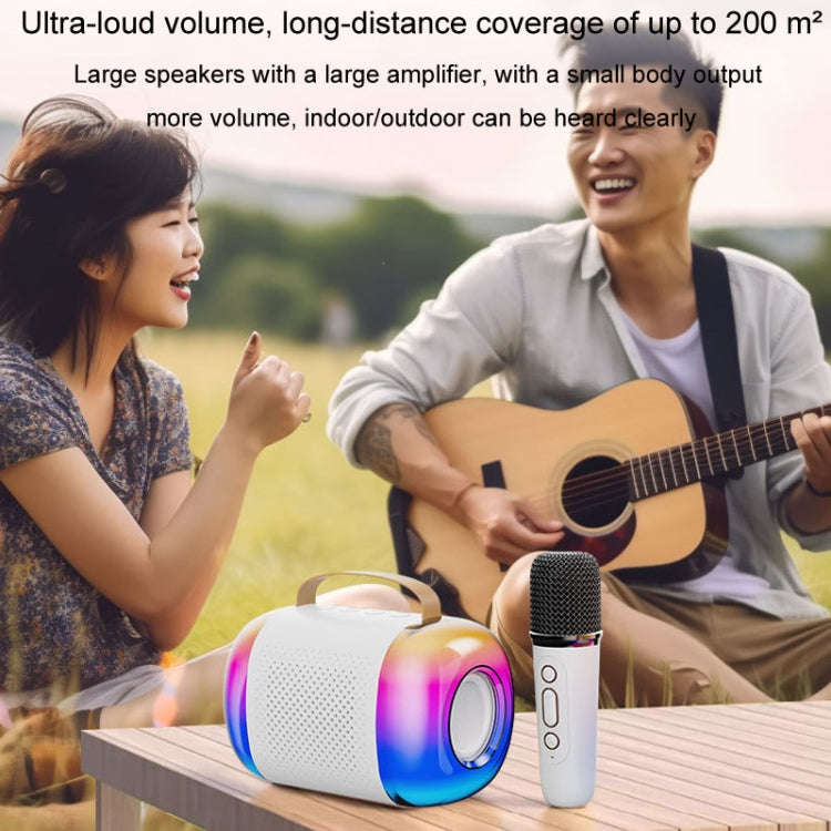 Y5 2 Microphone Portable Bluetooth Speaker Home And Outdoor Wireless Karaoke Audio(White)