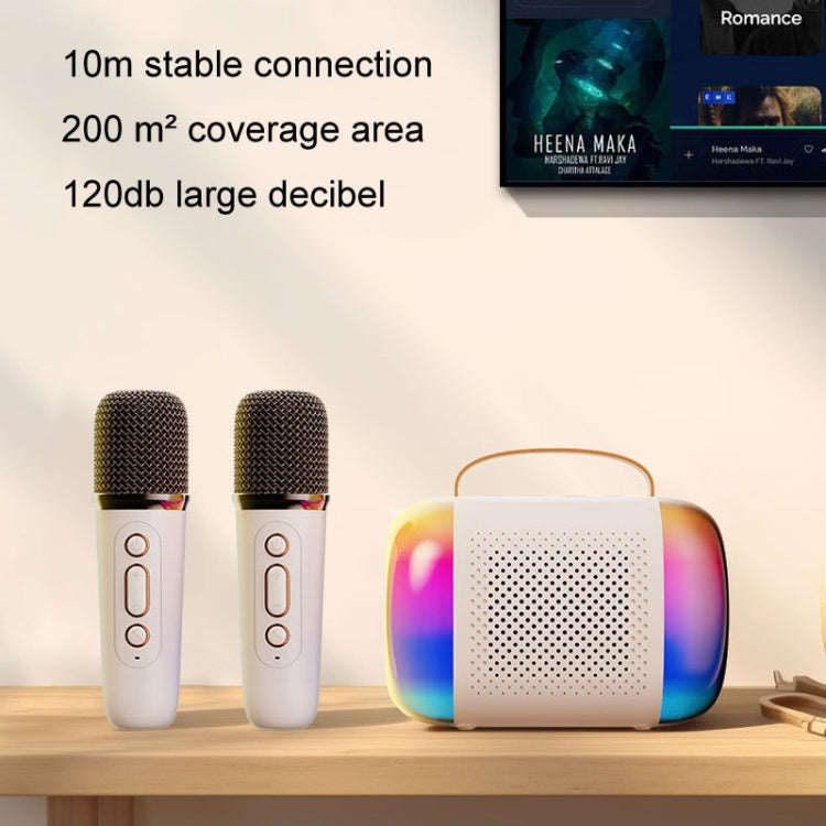 Y5 2 Microphone Portable Bluetooth Speaker Home And Outdoor Wireless Karaoke Audio(White)