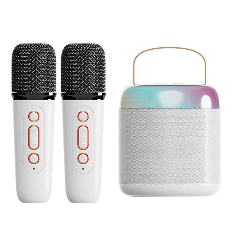 Home Portable Bluetooth Speaker Small Outdoor Karaoke Audio, Color: Y2 White(Double wheat)
