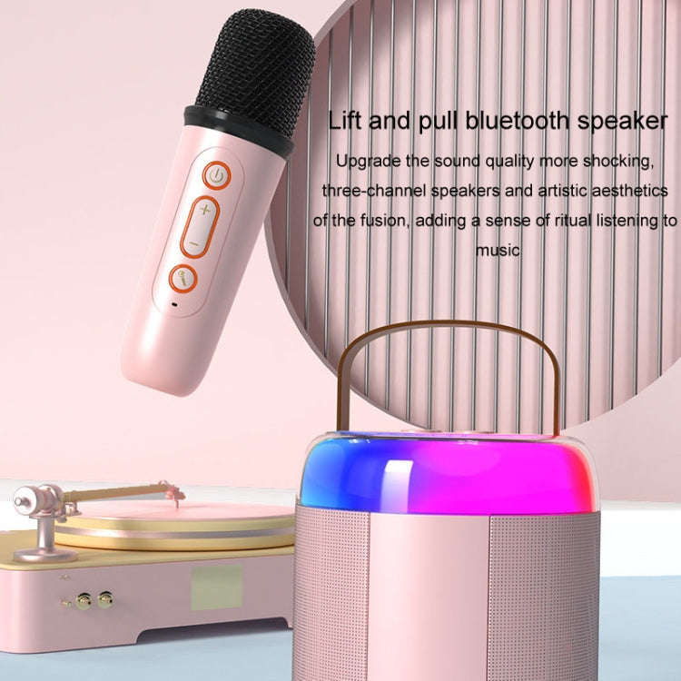Home Portable Bluetooth Speaker Small Outdoor Karaoke Audio, Color: Y1 Pink(Double wheat)