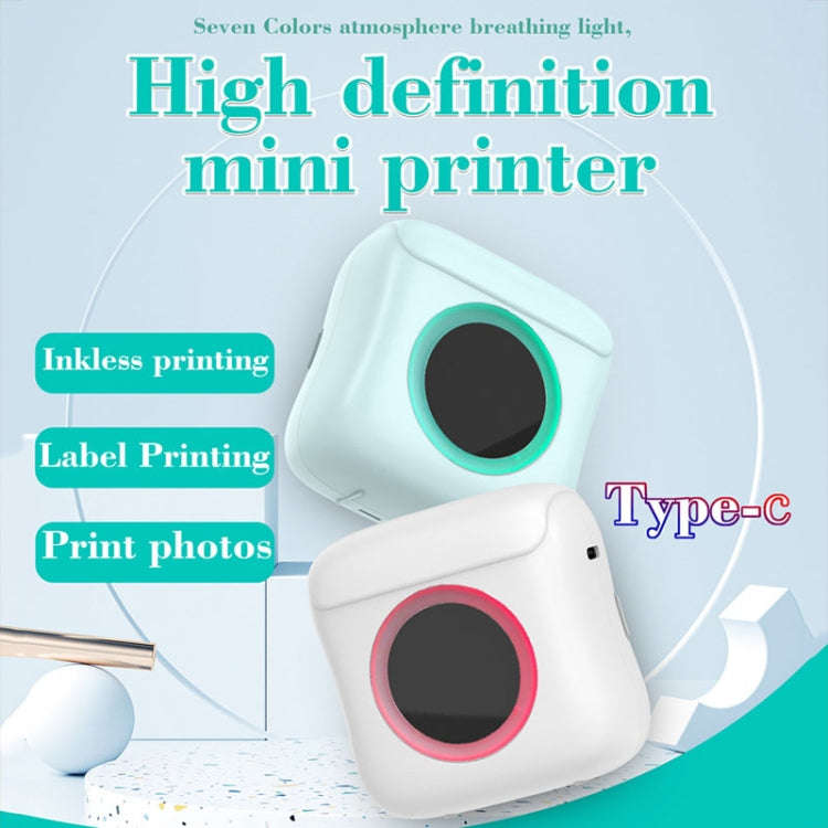 C22 Colorful Ambient Light Portable Mini Inkless Thermal Bluetooth Printer Error Question Label P...