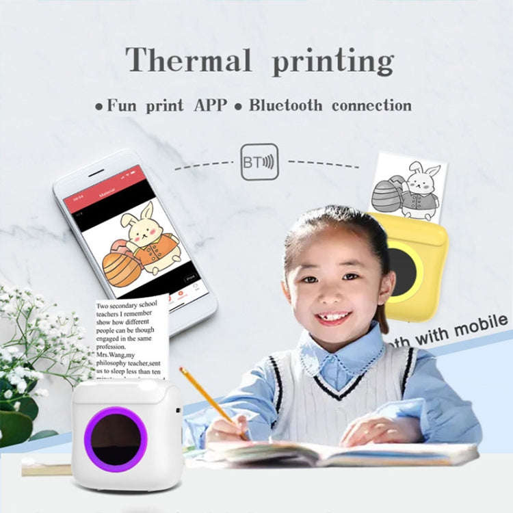 C22 Colorful Ambient Light Portable Mini Inkless Thermal Bluetooth Printer Error Question Label P...