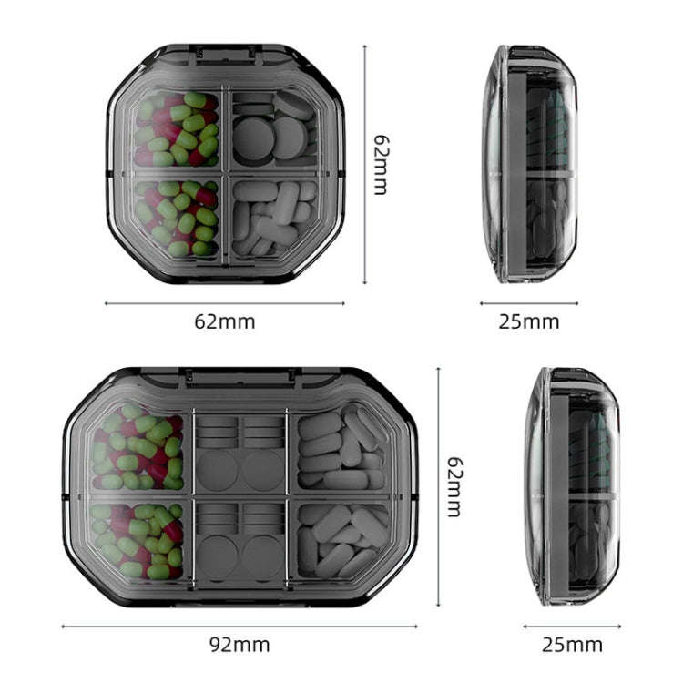 Portable Mini Compartmentalized Sealed Pill Box Weekly Morning And Evening Pill Capsule Dispensin...