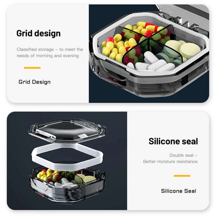 Portable Mini Compartmentalized Sealed Pill Box Weekly Morning And Evening Pill Capsule Dispensin...