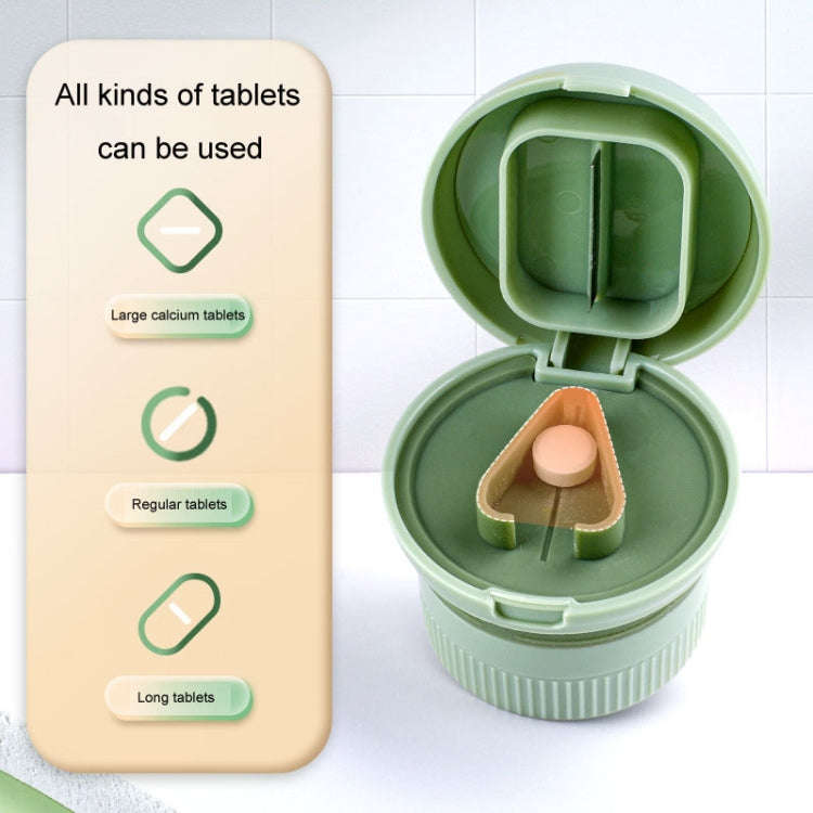 Portable 4 In 1 Mini Pill Box Multifunctional Cutting And Dispensing Device(Green)