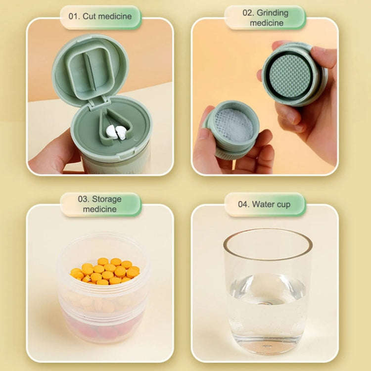Portable 4 In 1 Mini Pill Box Multifunctional Cutting And Dispensing Device(Pink)