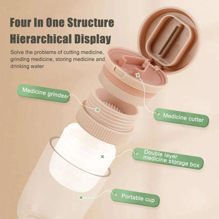 Portable 4 In 1 Mini Pill Box Multifunctional Cutting And Dispensing Device(Pink)