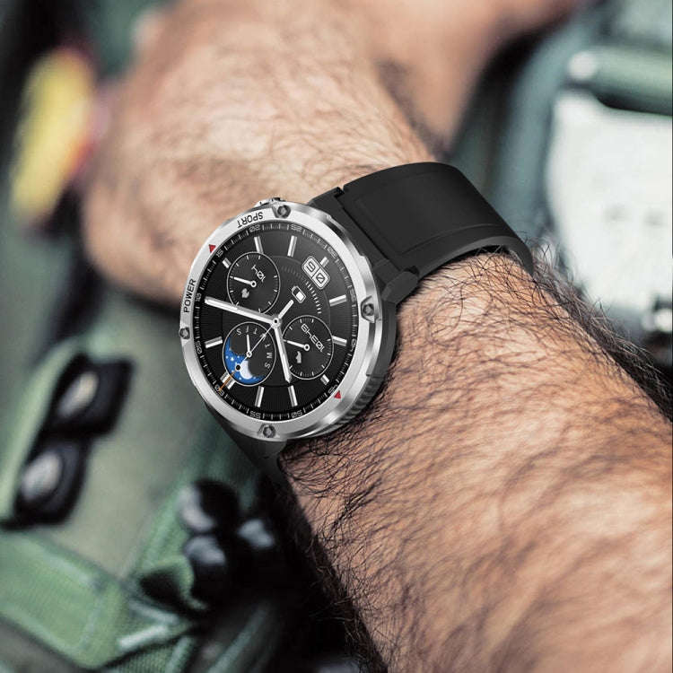 T30 1.6-inch Outdoor Sports Waterproof Smart Music Bluetooth Call Watch, Color: Black Net+Silicone