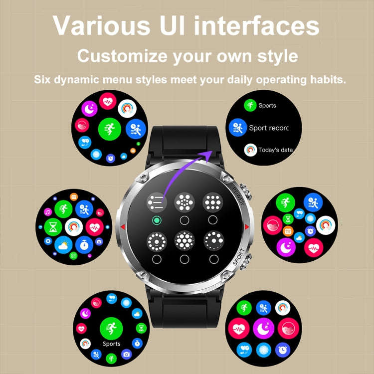 T30 1.6-inch Outdoor Sports Waterproof Smart Music Bluetooth Call Watch, Color: Dark Green