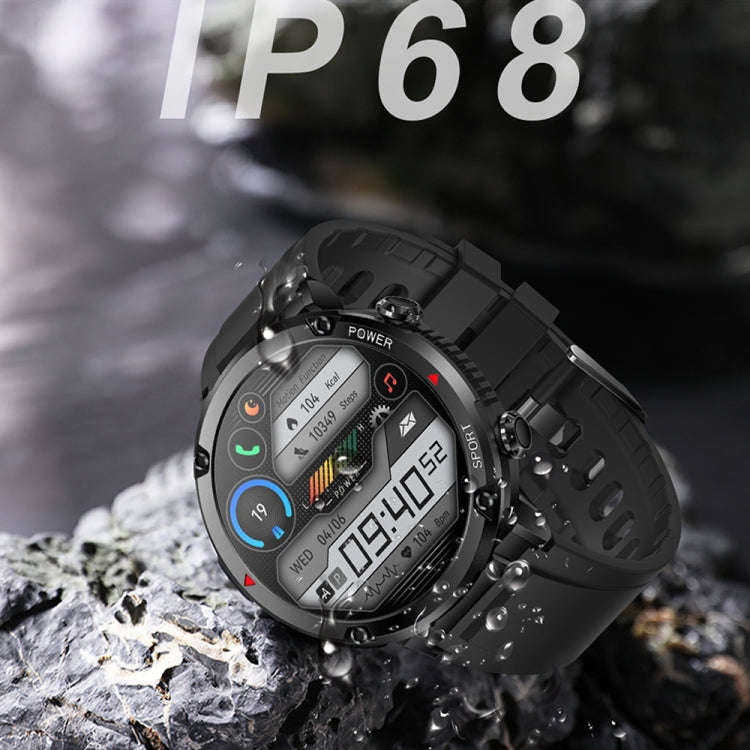 T30 1.6-inch Outdoor Sports Waterproof Smart Music Bluetooth Call Watch, Color: Black Net+Silicone