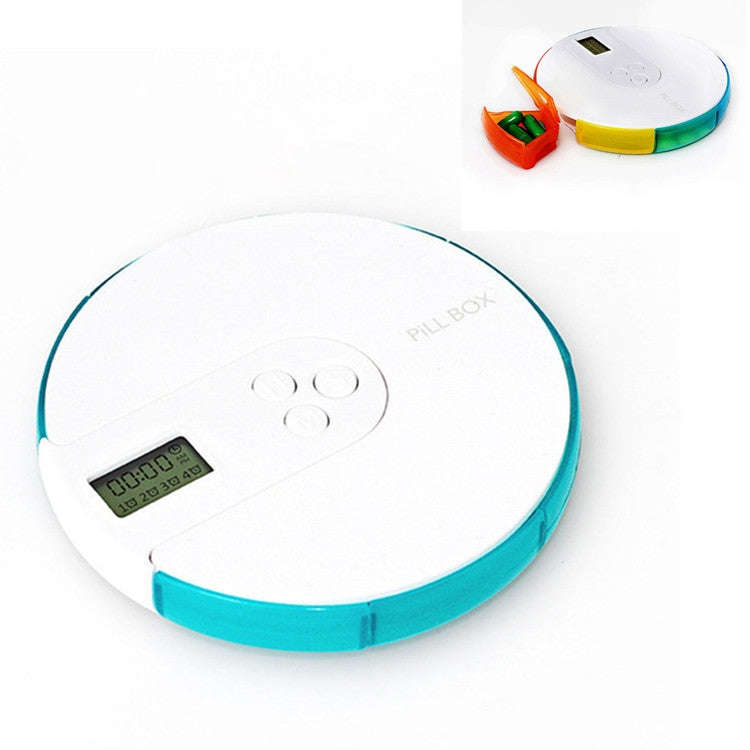 One Week Portable Timing Smart Pill Boxes Elder Reminding Electronic Medicine Box(Lake Green)