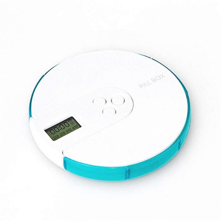 One Week Portable Timing Smart Pill Boxes Elder Reminding Electronic Medicine Box(Lake Green)