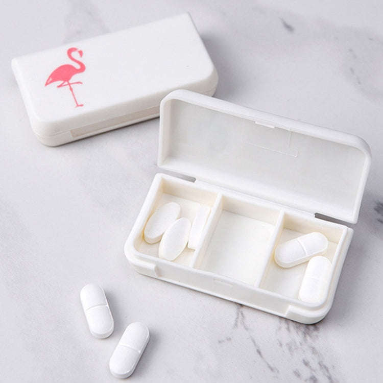 2 PCS Portable Mini Pill Case 3 Grids Travel Home Drugs Container Holder Cases Storage Box(Flamingo)