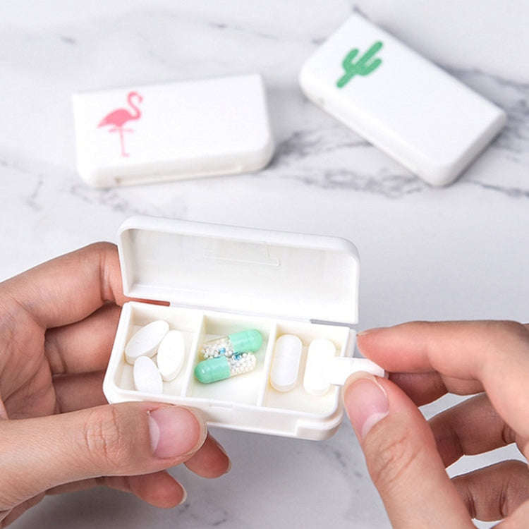 2 PCS Portable Mini Pill Case 3 Grids Travel Home Drugs Container Holder Cases Storage Box(Flamingo)
