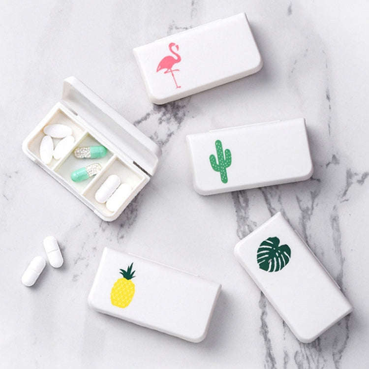 2 PCS Portable Mini Pill Case 3 Grids Travel Home Drugs Container Holder Cases Storage Box(Flamingo)