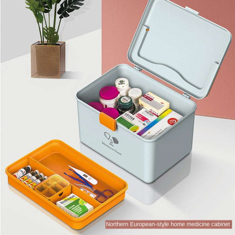 Jinlongxing 9659 Mini Household Plastic Portable Medicine Storage Box, Size:21x15x15.3cm(Blue)