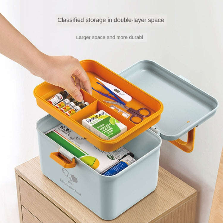 Jinlongxing 9659 Mini Household Plastic Portable Medicine Storage Box, Size:21x15x15.3cm(Blue)