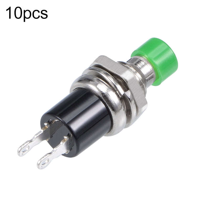 10 PCS 7mm Thread Multicolor 2 Pins Momentary Push Button Switch(Green)