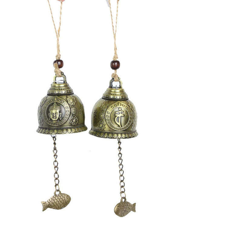 2 PCS Good Fortune Fortune House Creative Buddha Statue Model Bell Car Hanging Gift