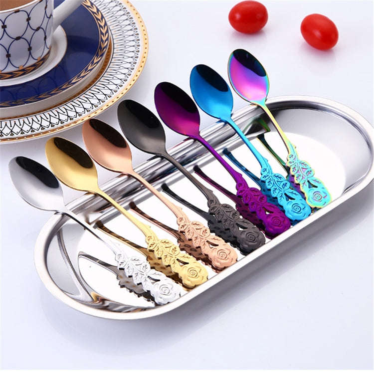 Small Mini Stainless Steel Rose Flower Coffee Spoon Strring Spoon Teaspoon Tea Spoon Dessert Spoo...