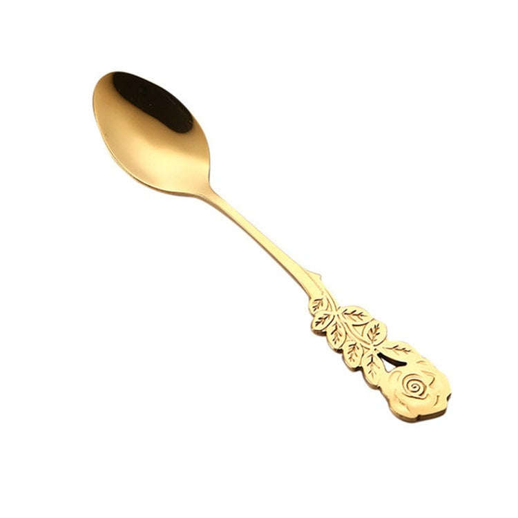 Small Mini Stainless Steel Rose Flower Coffee Spoon Strring Spoon Teaspoon Tea Spoon Dessert Spoo...