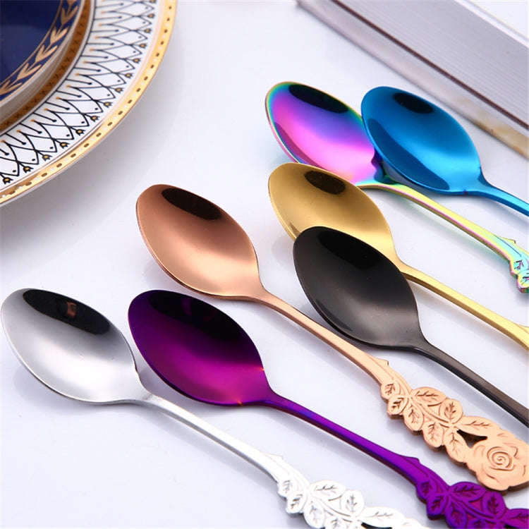 Small Mini Stainless Steel Rose Flower Coffee Spoon Strring Spoon Teaspoon Tea Spoon Dessert Spoo...