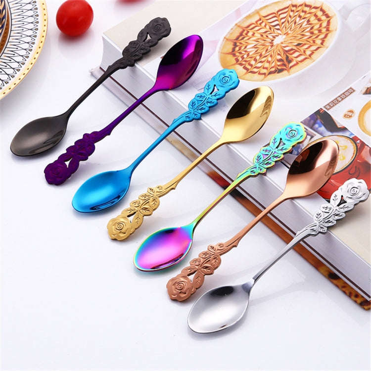 Small Mini Stainless Steel Rose Flower Coffee Spoon Strring Spoon Teaspoon Tea Spoon Dessert Spoo...