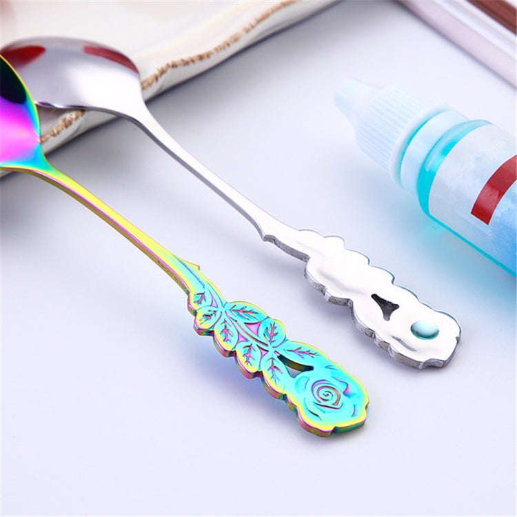 Small Mini Stainless Steel Rose Flower Coffee Spoon Strring Spoon Teaspoon Tea Spoon Dessert Spoo...