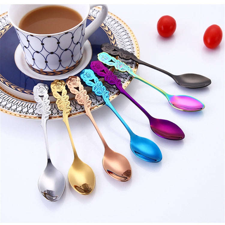 Small Mini Stainless Steel Rose Flower Coffee Spoon Strring Spoon Teaspoon Tea Spoon Dessert Spoo...