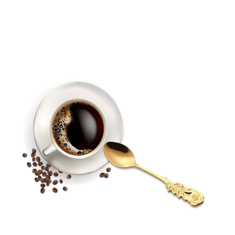 Small Mini Stainless Steel Rose Flower Coffee Spoon Strring Spoon Teaspoon Tea Spoon Dessert Spoo...