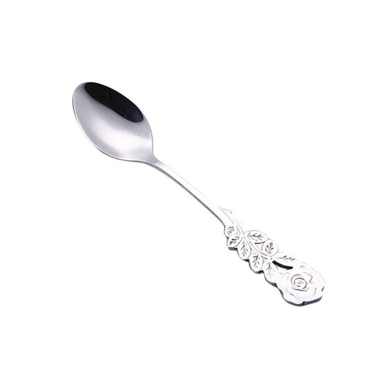 Small Mini Stainless Steel Rose Flower Coffee Spoon Strring Spoon Teaspoon Tea Spoon Dessert Spoo...