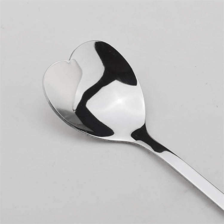 2 PCS Stainless Steel Spoon Portable Metal Coffee Teaspoon Creative Love Heart Shaped Wedding Par...
