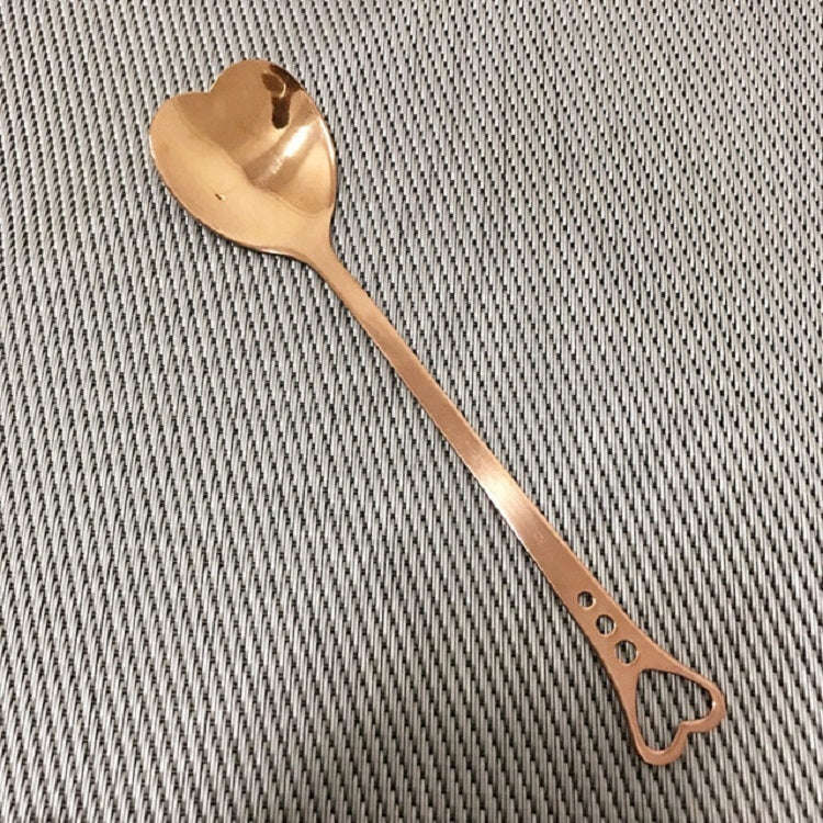 2 PCS Stainless Steel Spoon Portable Metal Coffee Teaspoon Creative Love Heart Shaped Wedding Par...