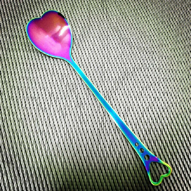 2 PCS Stainless Steel Spoon Portable Metal Coffee Teaspoon Creative Love Heart Shaped Wedding Par...