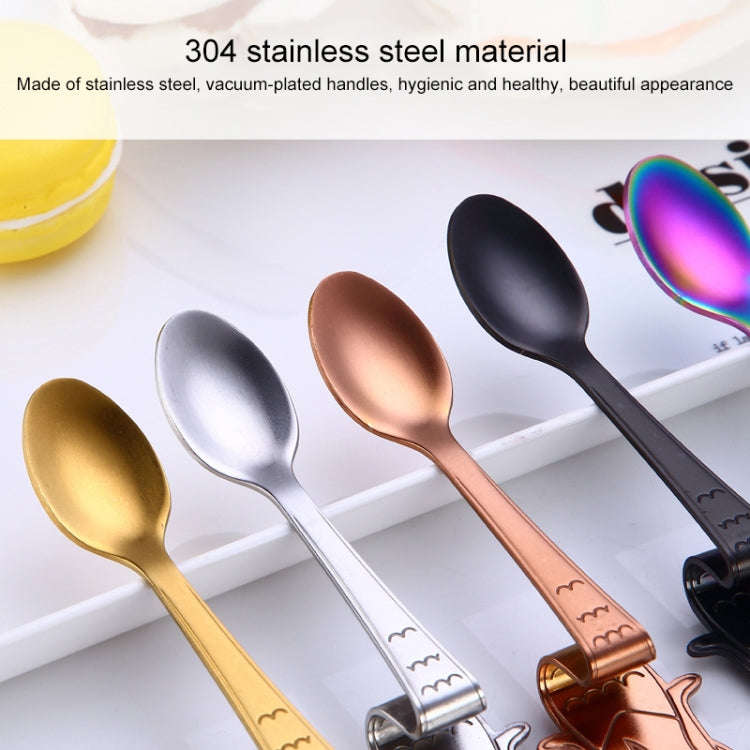 Creative Coffee Spoon Mermaid Shape Handle Spoons Flatware Drinking Tools, Color:Black