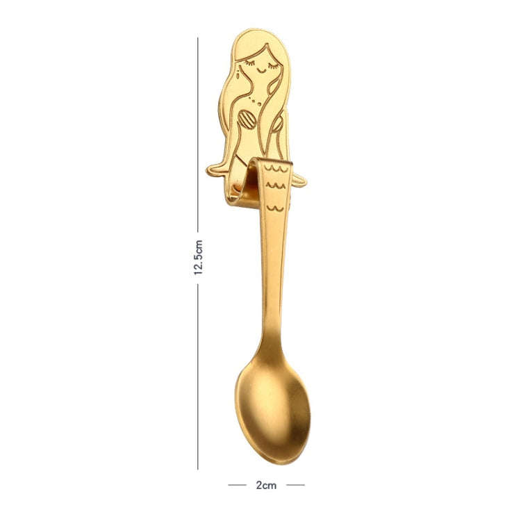 Creative Coffee Spoon Mermaid Shape Handle Spoons Flatware Drinking Tools, Color:Gold