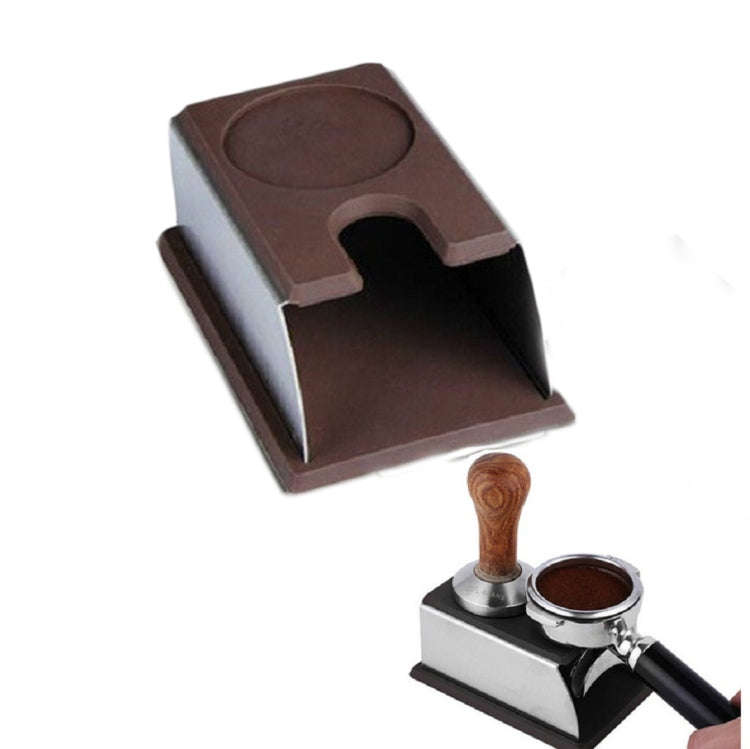 Stainless Steel Silicone Espresso Coffee Tamper Stand Barista Tool Powder Pad Hammer Pad(Brown)