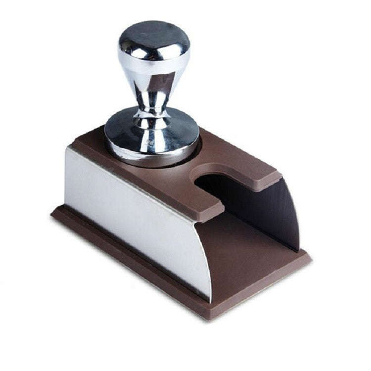 Stainless Steel Silicone Espresso Coffee Tamper Stand Barista Tool Powder Pad Hammer Pad(Brown)