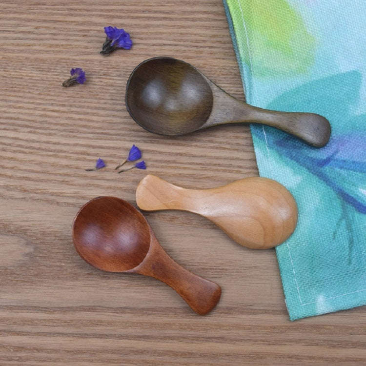 Log Short Handle Wide Mouth Milk Powder Spoon Wooden Seasoning Tea Spoon, Style:A