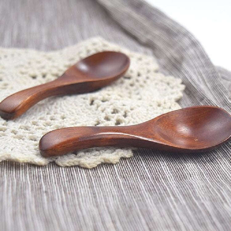 Log Short Handle Wide Mouth Milk Powder Spoon Wooden Seasoning Tea Spoon, Style:A