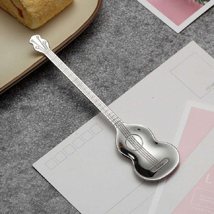 Stainless Steel Coffee Mixing Spoon Creative Musical Instrument Shape Spoon, Style:Guitar, Color:...