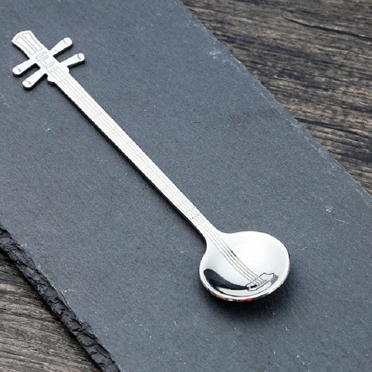 Stainless Steel Coffee Mixing Spoon Creative Musical Instrument Shape Spoon, Style:Yueqin, Color:...