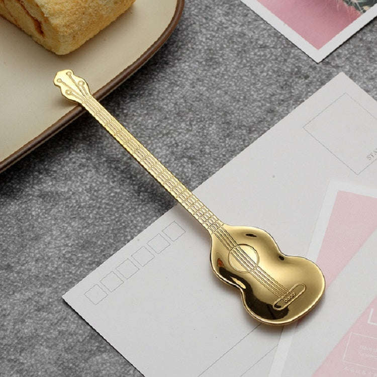 Stainless Steel Coffee Mixing Spoon Creative Musical Instrument Shape Spoon, Style:Guitar, Color:...