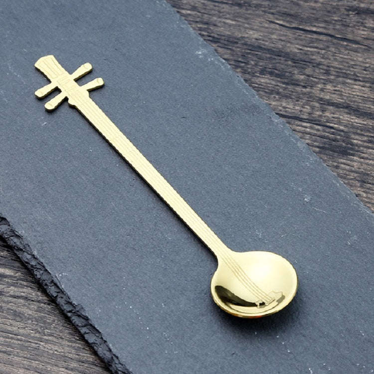 Stainless Steel Coffee Mixing Spoon Creative Musical Instrument Shape Spoon, Style:Yueqin, Color:...