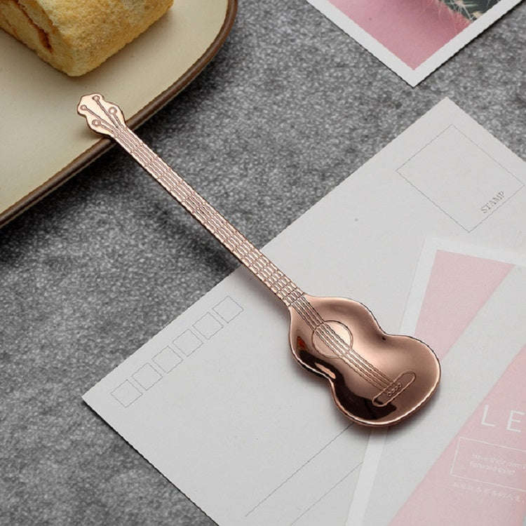 Stainless Steel Coffee Mixing Spoon Creative Musical Instrument Shape Spoon, Style:Guitar, Color:...
